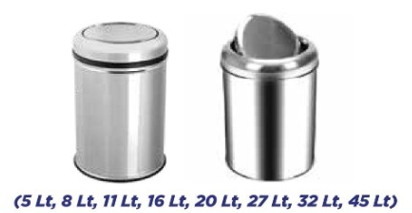 Krom Pratik Kapaklı Çöp Kovaları
