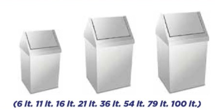 Paslanmaz Çatı Kapaklı Sallanır Çöp Kovası